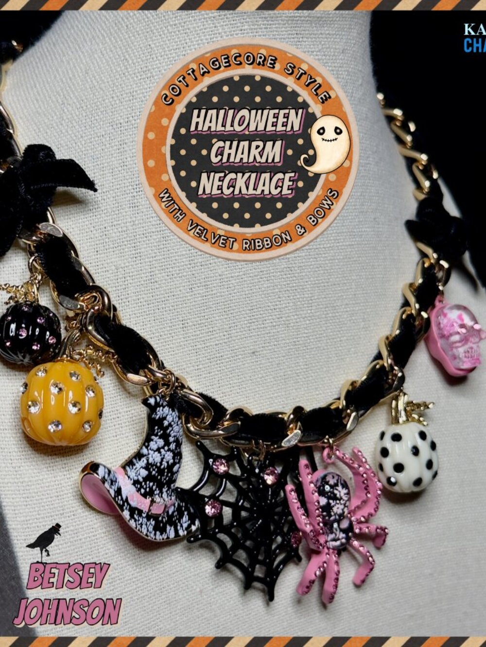 NWT Betsey Johnson Halloween Charm Necklace 2026 Cottagecore Curb Link Chain - Picture 3 of 12
